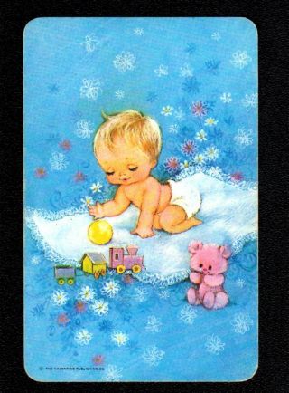 Valentine Swap Card - Cute Baby Boy With Train & Toys (blank Back)