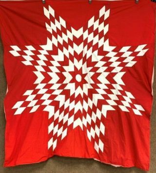 Holiday C 1900s Pa Turkey Red Vintage Star Quilt
