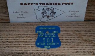 Vintage Dog License Tag Utah County Ut Bicentennial 1776 1976 Animal Pet Tax Aco