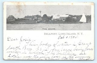 Postcard Ny Bellport Li Long Island 1905 View Of The Shore Great South Bay R67