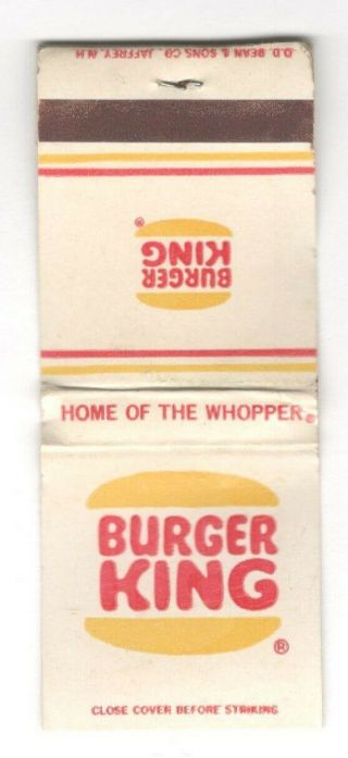 Burger King Home Of The Whopper Vintage Matchbook Cover B74