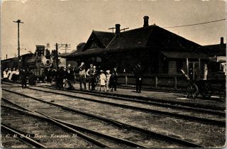 Postcard Il Kewanee C.  B.  & Q Depot - Trains - Train Tracks - C.  1910 L3