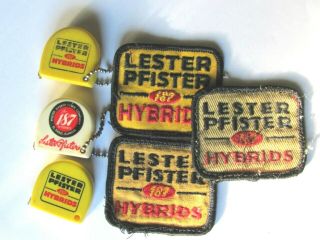 Vintage Lester Pfister 187 Seed Corn Advertising 3 Key Chain Ruler & Patches