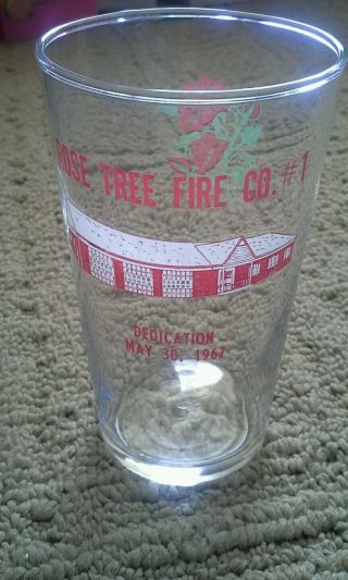Rose Tree Fire Company Glass Cup Dedicated 1967