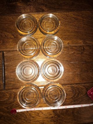 Vintage 8 Clear Glass Furniture / Floor Protectors Coasters - Casters