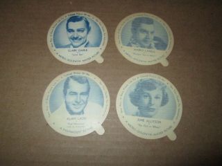 Dixie Cup Ice Cream Lids 6 Different With Clark Gable