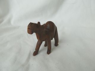 Mini Egyptian Wooden Camel Hand Carved One Hump Animal Figurine 2.  5 " X 2 "