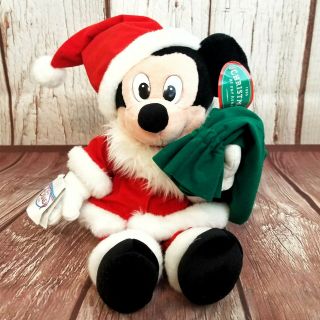 Vintage Disney Store Mickey Mouse Christmas Santa 18 " Plush