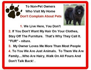 Funny Dog Black Chow House Rules Refrigerator / Magnet Gift Card Insert