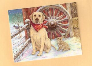 Labrador Retriever Lab Bandana Rabbit Wagon Wheel Christmas Cards Box 12 Made Us