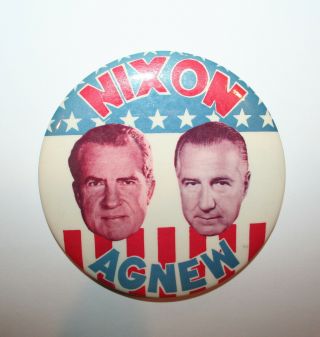 1968 Nixon And Agnew President Campaign Button Political Pinback Pin Election