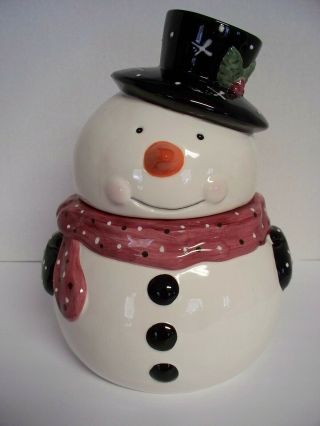 Fat Snowman Cookie Jar Holiday Christmas By Living Quarters Winter