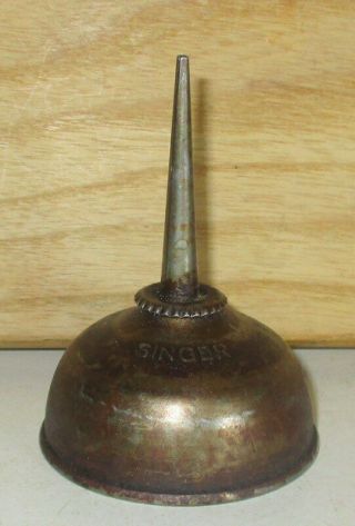 Antique Singer Sewing Machine Small Oiler Tin Can With Embossed Advertising Name