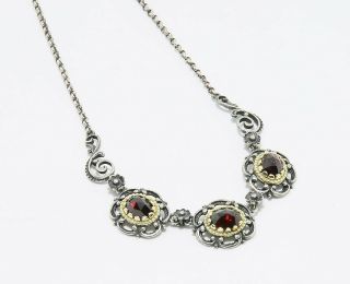 Antique Bohemian Sterling Silver Garnet Necklace