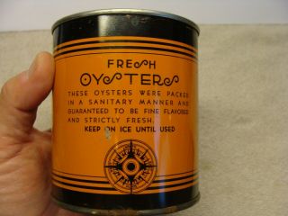ORANGE Vintage TIN Oyster Can T.  A.  Treakle & Son PALMER VA 113 PINT Size 2