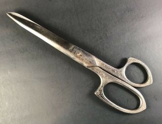 Vintage Puritans Usa 7 " Forged Steel Scissors Ornate Etched Handles