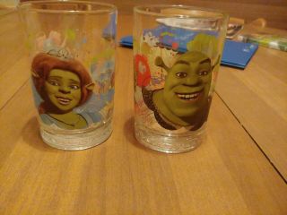2 Dreamworks Collectors Glasses Shrek The Third Shrek And Fiona 2007 Mcdonalds
