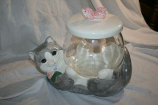 Treasure Craft Cat With Fish Bowl Cookie Jar Treat Jar