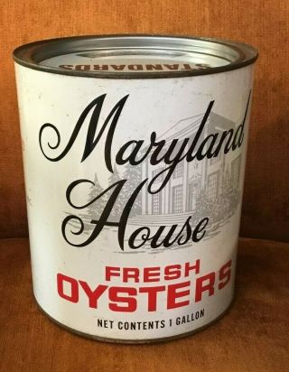Vintage Maryland House 1 Gallon Oyster Can Hb Kennerly & Son Nanticoke Md