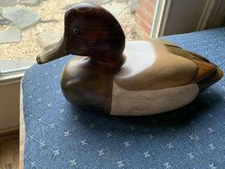 Vintage Signed Tom Taber Red Head Duck Decoy Rare
