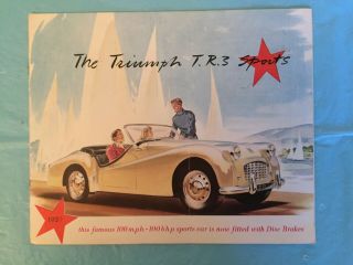 1957 Triumph " T.  R.  3 Sports Car " Car Dealer Showroom Sales Brochure