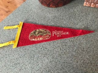 Vintage Portage Wi Wisconsin Felt Pennant Old Badgers State University Of Photo