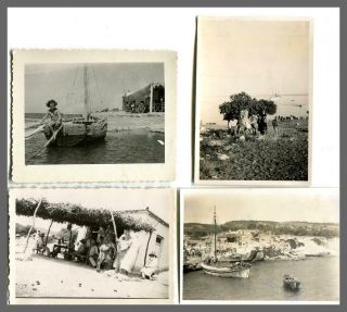Greece Aigina Aegina Port Boat Views 4 Vintage Small Photos