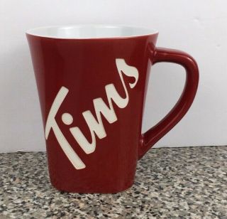 Tim Hortons 2013 Limited Edition Red White Etched Coffee Mug Tea Cup Tim 