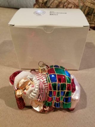 Christopher Radko Santa In Bed Blown Glass Christmas Ornament Great Shape