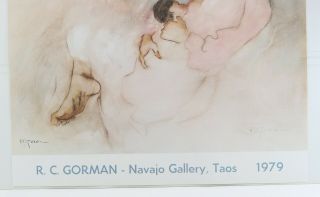 Vintage 1979 Signed Navajo Gallery Taos R.  C.  GORMAN Museum Layla w/ Child Poster 2