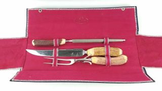 Lamson Carving Cutlery Knife Fork Sharpener Set Of 3 Antler Handle