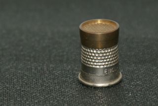 Vintage 7 Metal Thimble With Brass Attachment Made In England (14)