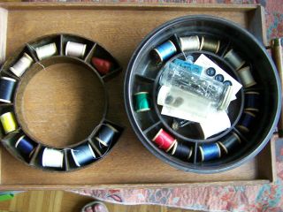 Domart Bakelite Round Sewing Box - Full Of Stuff - Vintage