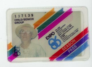 Vintage Expo 86 Worlds Fair Exposition Season Pass Laminated Card