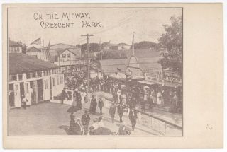 Crescent Park Amusement Park Rhode Island Pc Postcard East Providence Ri Midway