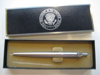 1980s Parker Ball Pen Silver With Vice President Of The United States Seal