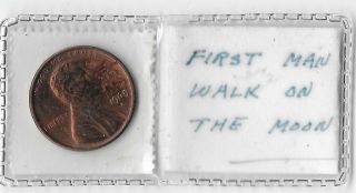 LINCOLN PENNY JULY 20,  1969 STAMPED MOON LANDING ONE OF A KIND 2