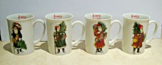 Set Of 4 Enesco The Santa Claus Shoppe 1985 St.  Nicholas Circa 1890 Cups Mugs