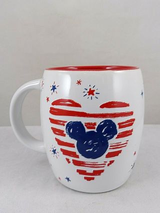 Starbucks® Disney Parks Blue Mickey Mouse On Red Stripes Heart Coffee Mug