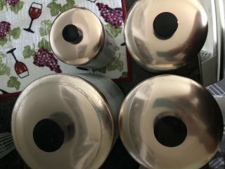 MCM Mid Century 1950 ' s Maid of Honor Spun Aluminum Canisters / Canister Set of 4 2