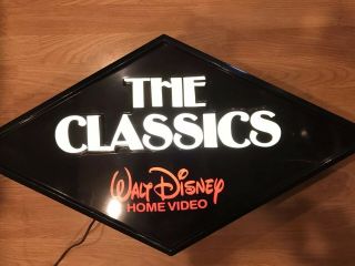 Vtg Walt Disney Black Diamond The Classics Home Video Store Light Display Sign