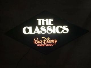 Vtg Walt Disney Black Diamond The Classics Home Video Store LIGHT Display Sign 2