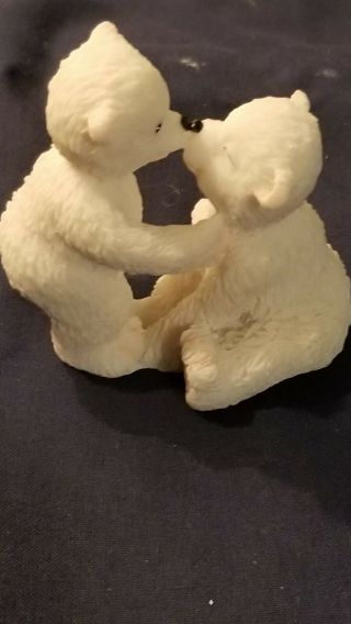 Adorable Kissing Polar Bear Cubs Resin Figurine