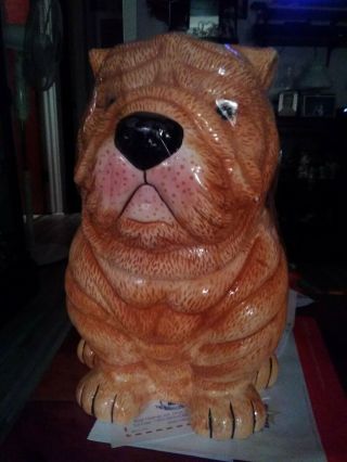 Vintage Gkao Shar Pei Chinese Wrinkled Puppy Dog Cookie Jar