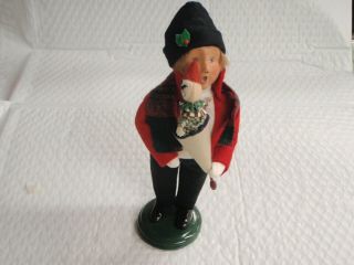 Byers Choice Caroler Child With Toy 2005 Holiday Gift Blue Hat Red Coat