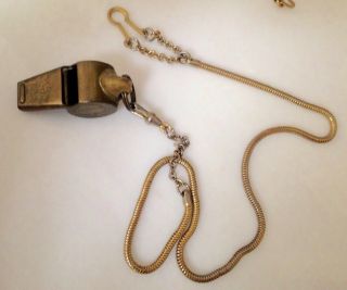 Vintage The Acme Thunderer Whistle With Chain Made In England