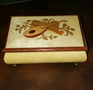 Vintage Music Box / Jewelry Box Italy Plays Romeo And Juliet Inlayed Woo