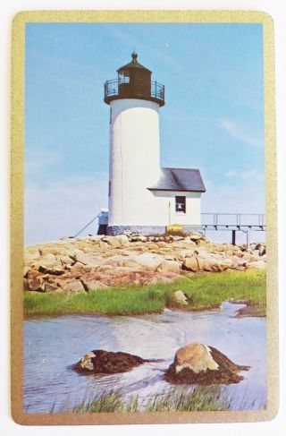 Vintage Swap Card.  Lighthouse On Rocks.  Silver Gilt Edge 606 Congress.