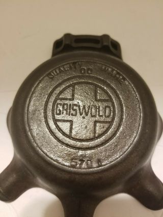Vintage Small Griswold Cast Iron Skillet 570 Ashtray & Matchbook Holder 00 Erie 2