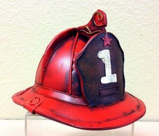 Antique Style Metal Firemans Hat.  5 " H X 6 " W X 7 " L.  Decorative Use Only